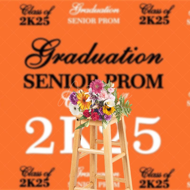 Aperturee - Aperturee Retro Orange Step And Repeat Congrats Grad Backdrop