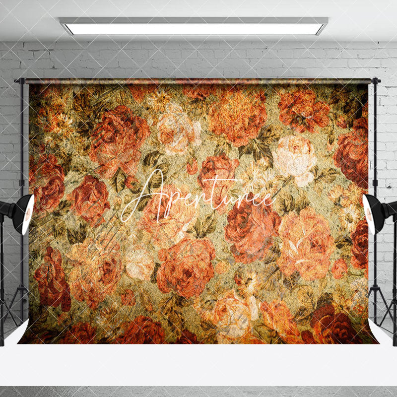 Aperturee - Aperturee Retro Painted Floral Fine Art Room Set Backdrop