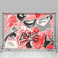 Aperturee - Aperturee Retro Punk Rock Pink Grey Valentines Day Backdrop