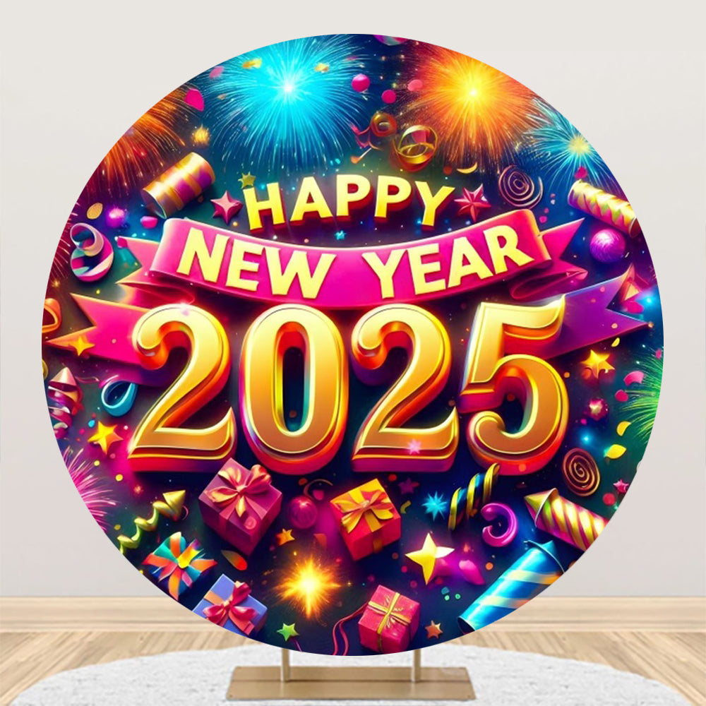 Aperturee - Aperturee Retro Purple Dazzling New Year Night Round Backdrop