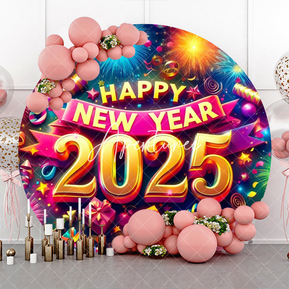 Aperturee - Aperturee Retro Purple Dazzling New Year Night Round Backdrop