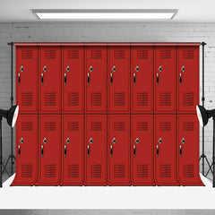 Aperturee - Aperturee Retro Red Regular Locker Backdrop For Photography