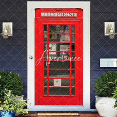 Aperturee - Aperturee Retro Red Telephone Booth Scene Party Door Cover