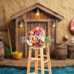 Aperturee - Aperturee Retro Riverside Cabin Fishing Cake Smash Backdrop