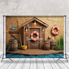 Aperturee - Aperturee Retro Riverside Cabin Fishing Cake Smash Backdrop