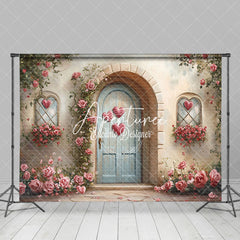 Aperturee - Aperturee Retro Rural House Pink Rose Valentines Day Backdrop