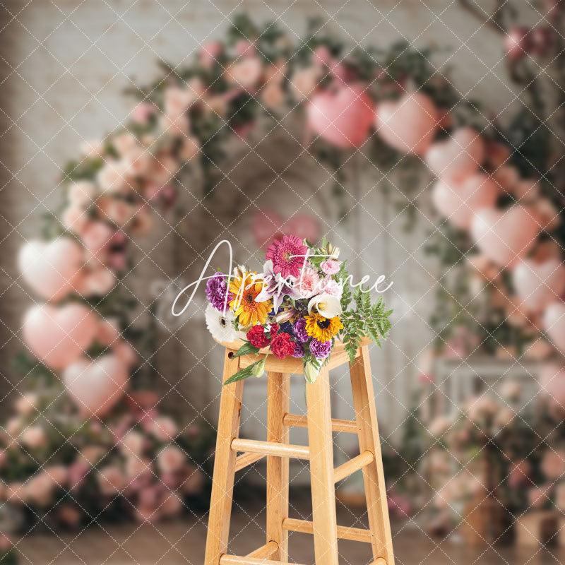 Aperturee - Aperturee Retro Rustic Wall Floral Arch Balloons Backdrop