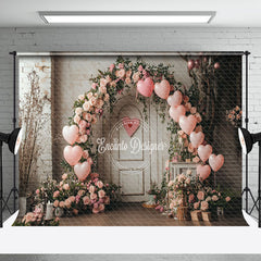 Aperturee - Aperturee Retro Rustic Wall Floral Arch Balloons Backdrop