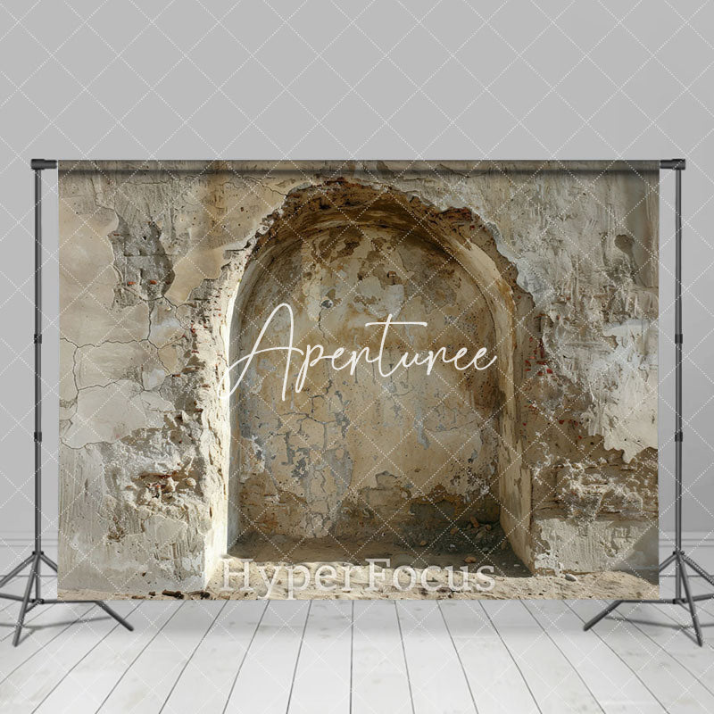 Aperturee - Aperturee Retro Shabby Beige Arch Architecture Photo Backdrop