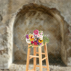 Aperturee - Aperturee Retro Shabby Beige Arch Architecture Photo Backdrop