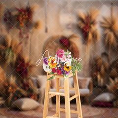 Aperturee - Aperturee Retro Shabby Wall Boho Sofa Hay Floral Photo Backdrop