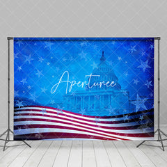 Aperturee - Aperturee Retro Stars Usa Flag White Hosue Patriotic Backdrop