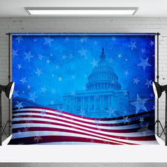 Aperturee - Aperturee Retro Stars Usa Flag White Hosue Patriotic Backdrop