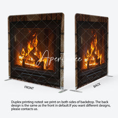 Aperturee - Aperturee Retro Stone Fireplace Pillow Cover Xmas Backdrop