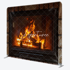 Aperturee - Aperturee Retro Stone Fireplace Pillow Cover Xmas Backdrop