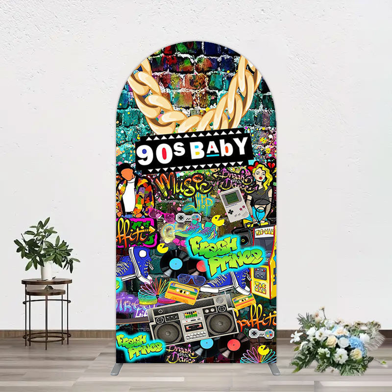 Aperturee - Aperturee Retro Street Graffiti Hip Hop 90s Baby Arch Backdrop