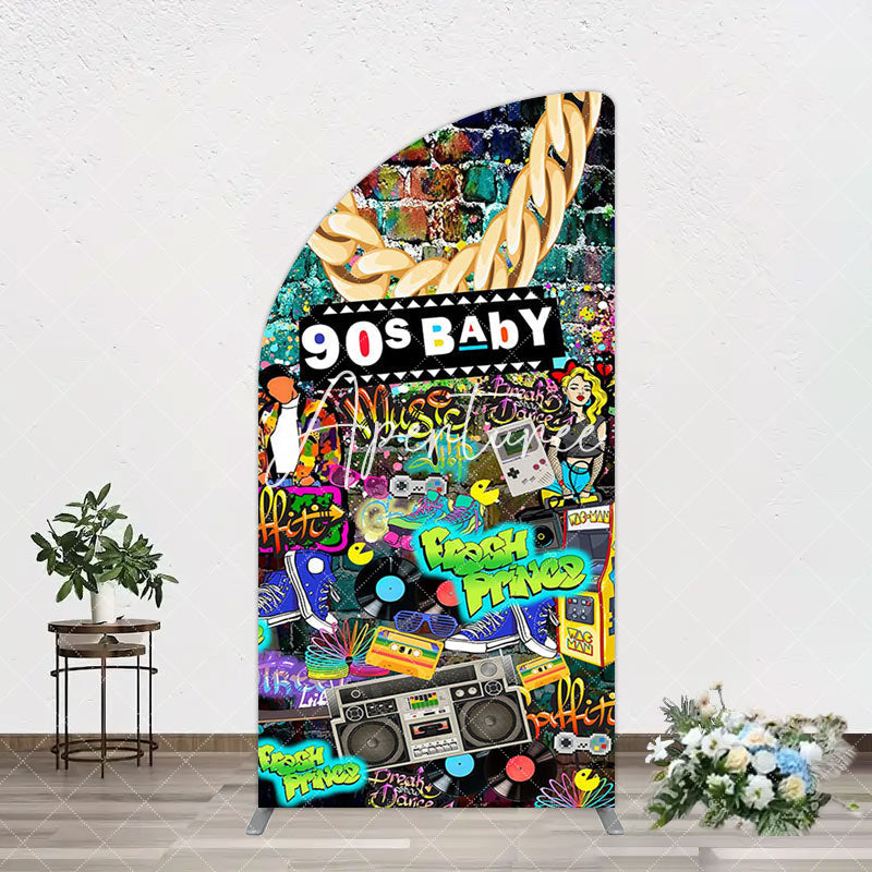 Aperturee - Aperturee Retro Street Graffiti Hip Hop 90s Baby Arch Backdrop