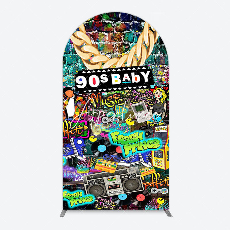 Aperturee - Aperturee Retro Street Graffiti Hip Hop 90s Baby Arch Backdrop