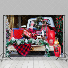 Aperturee - Aperturee Retro Truck Back Wreath Dessert Christmas Backdrop