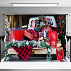 Aperturee - Aperturee Retro Truck Back Wreath Dessert Christmas Backdrop