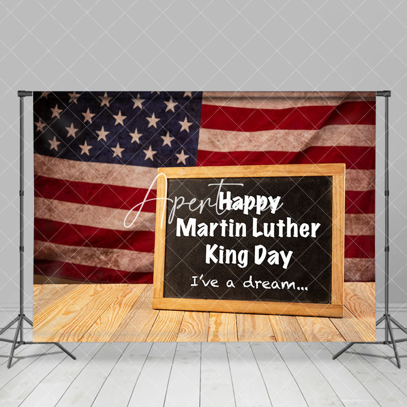 Aperturee - Aperturee Retro Usa Flag Photo Frame Happy Mlk Day Backdrop