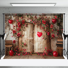 Aperturee - Aperturee Retro Wall Book Rose Vine Valentines Day Backdrop