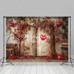 Aperturee - Aperturee Retro Wall Book Rose Vine Valentines Day Backdrop