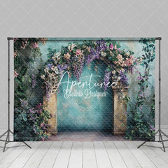 Aperturee - Aperturee Retro Wall Floral Arch Spring Photography Backdrop