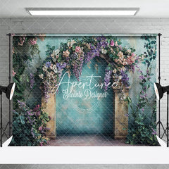 Aperturee - Aperturee Retro Wall Floral Arch Spring Photography Backdrop