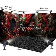 Aperturee - Aperturee Retro Wall Floral Valentines Vibe Room Set Backdrop