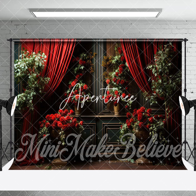 Aperturee - Aperturee Retro Wall Floral Valentines Vibe Room Set Backdrop