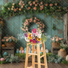 Aperturee - Aperturee Retro Wall Garland Color Eggs Easter Photo Backdrop