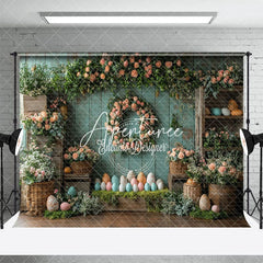 Aperturee - Aperturee Retro Wall Garland Color Eggs Easter Photo Backdrop