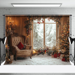 Aperturee - Aperturee Retro Warm Indoor Scene Sofa Christmas Vibe Backdrop