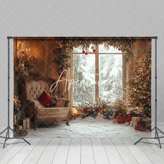 Aperturee - Aperturee Retro Warm Indoor Scene Sofa Christmas Vibe Backdrop