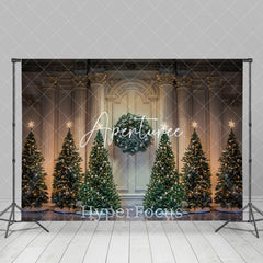 Aperturee - Aperturee Retro White Palace Wall Xmas Tree Christmas Backdrop