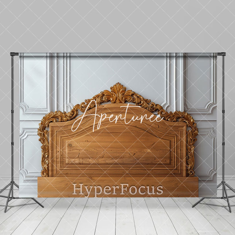 Aperturee - Aperturee Retro White Wall Wood Grain Headboard Photo Backdrop