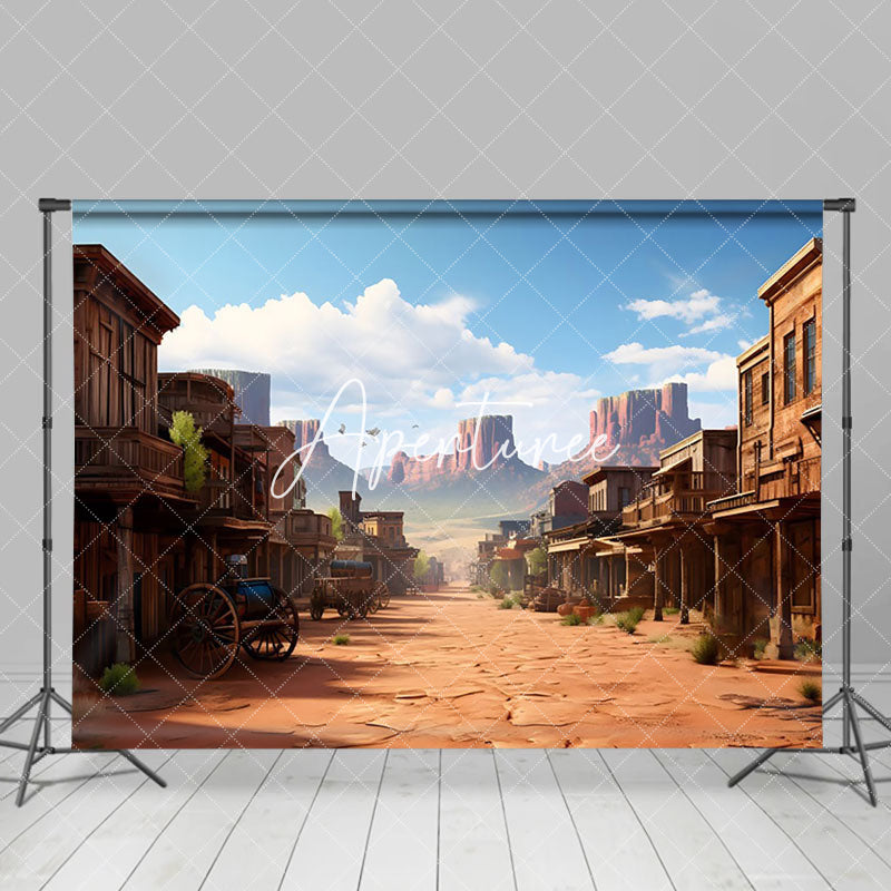 Aperturee - Aperturee Retro Wild West Town Sand Natural Scenery Backdrop