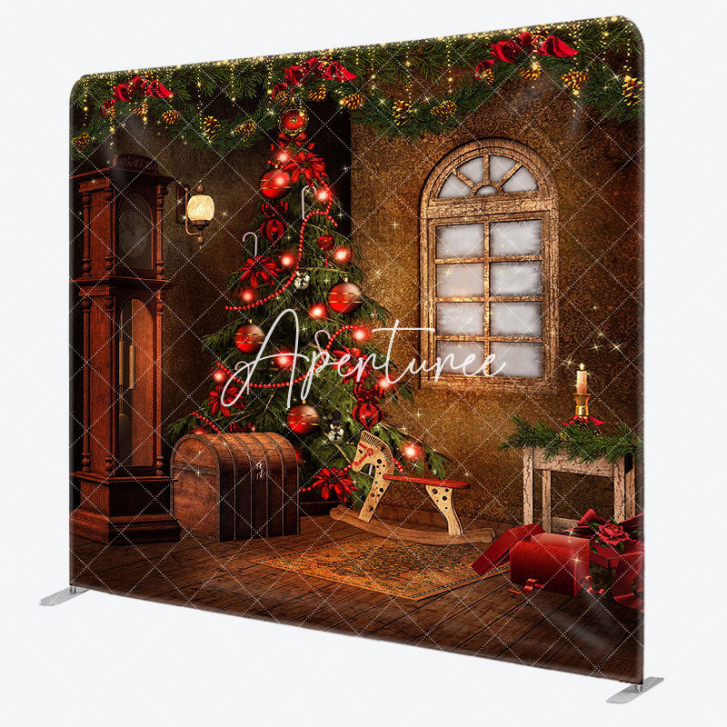 Aperturee - Aperturee Retro Window Christmas Tension Fabric Backdrop