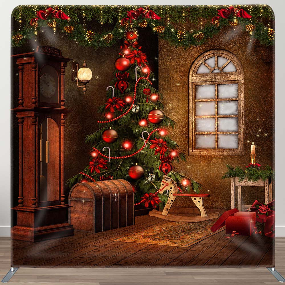 Aperturee - Aperturee Retro Window Christmas Tension Fabric Backdrop