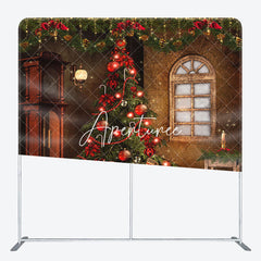 Aperturee - Aperturee Retro Window Christmas Tension Fabric Backdrop