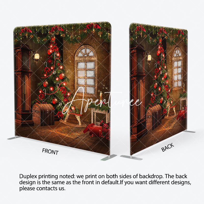 Aperturee - Aperturee Retro Window Christmas Tension Fabric Backdrop