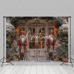 Aperturee - Aperturee Retro Winter White Christmas Nutcracker Shop Backdrop