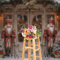 Aperturee - Aperturee Retro Winter White Christmas Nutcracker Shop Backdrop