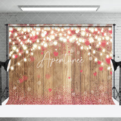 Aperturee - Aperturee Retro Wood Lighted Pink Hearts Combo Set Backdrop