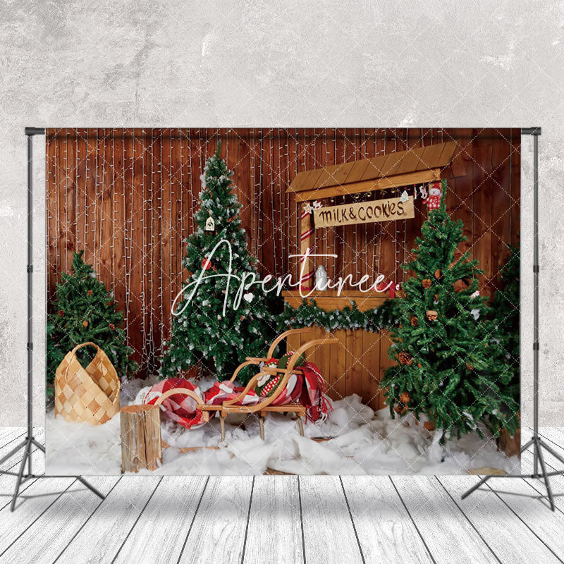 Aperturee - Aperturee Retro Wooden Stall Christmas Photography Backdrop