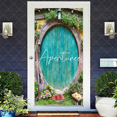 Aperturee - Aperturee Retro Wooden Teal Wall Spring Greenery Door Cover