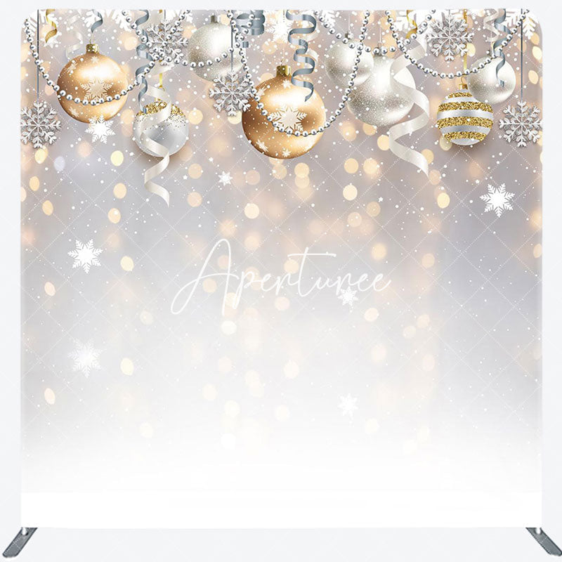 Aperturee - Aperturee Ribbons Bells Bokeh Christmas Pillow Case Backdrop