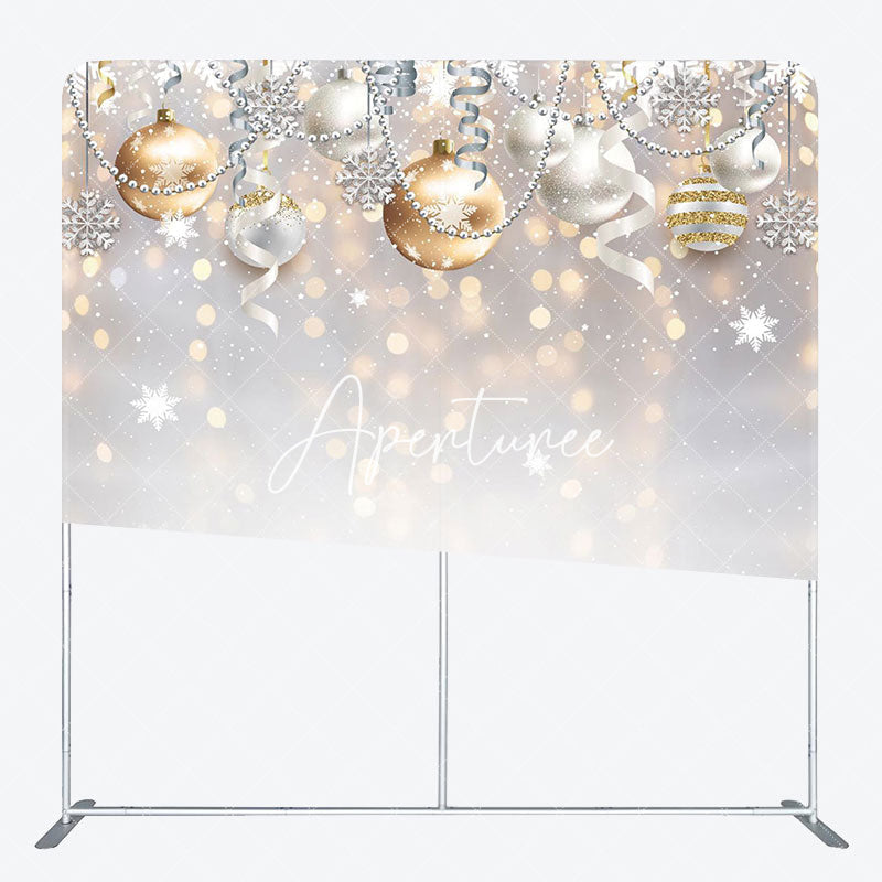 Aperturee - Aperturee Ribbons Bells Bokeh Christmas Pillow Case Backdrop