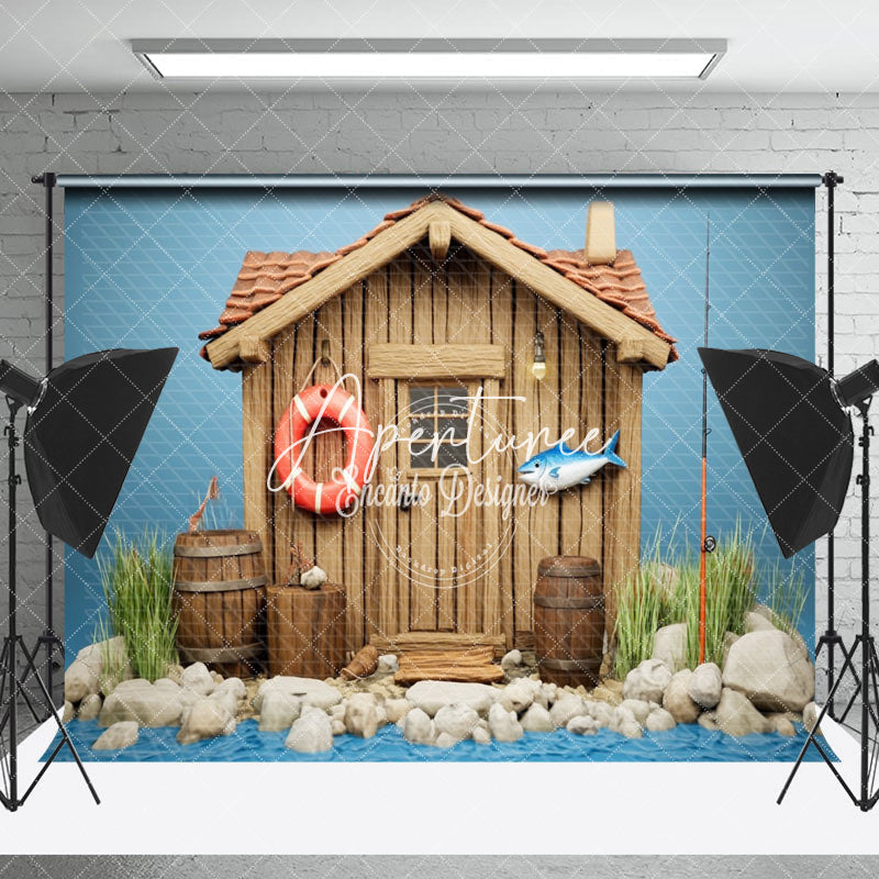 Aperturee - Aperturee Riverside Cabin Wild Fishing Cake Smash Backdrop